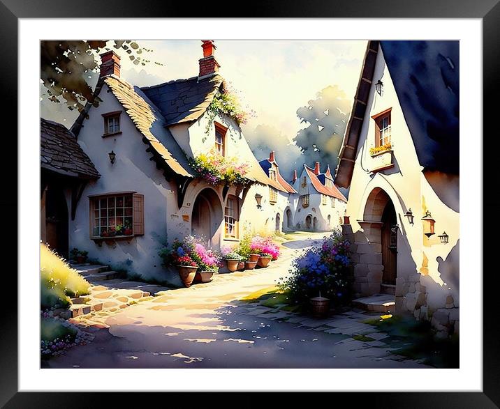 Serenity of a Dorset Countryside Village Framed Mounted Print by Roger Mechan