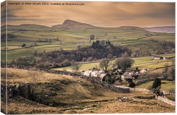 Goat Scar Lane above Stainforth in Craven in North Yorkshire Canvas Print by Peter Stuart