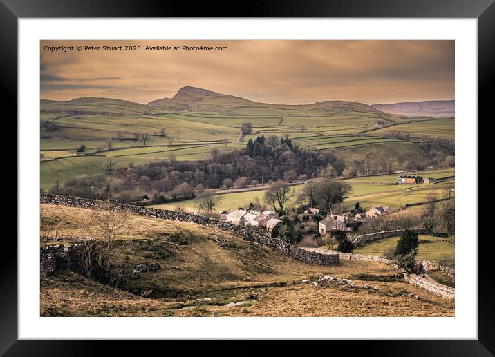 Goat Scar Lane above Stainforth in Craven in North Yorkshire Framed Mounted Print by Peter Stuart