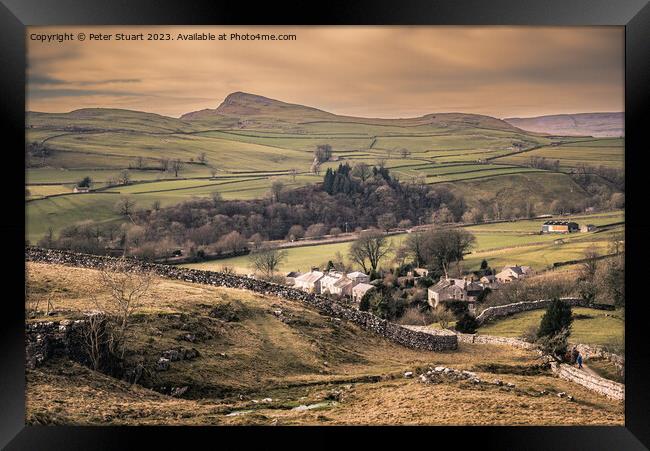 Goat Scar Lane above Stainforth in Craven in North Yorkshire Framed Print by Peter Stuart
