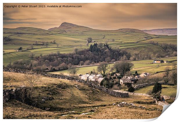 Goat Scar Lane above Stainforth in Craven in North Yorkshire Print by Peter Stuart