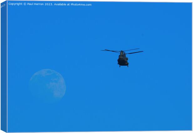 Chinook with moon in back ground Canvas Print by Paul Herron
