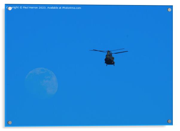 Chinook with moon in back ground Acrylic by Paul Herron