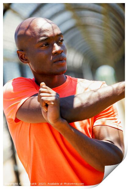 African American man stretching before outdoor sports activity Print by Spotmatik 
