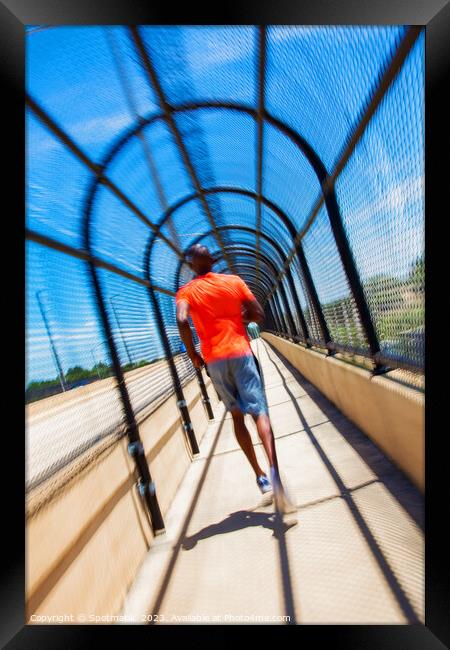 Afro American male enjoying active workout jogging outdoors Framed Print by Spotmatik 