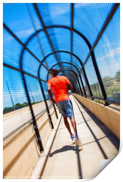 Afro American male enjoying active workout jogging outdoors Print by Spotmatik 