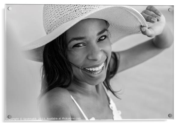 Portrait of smiling African American girl wearing hat Acrylic by Spotmatik 