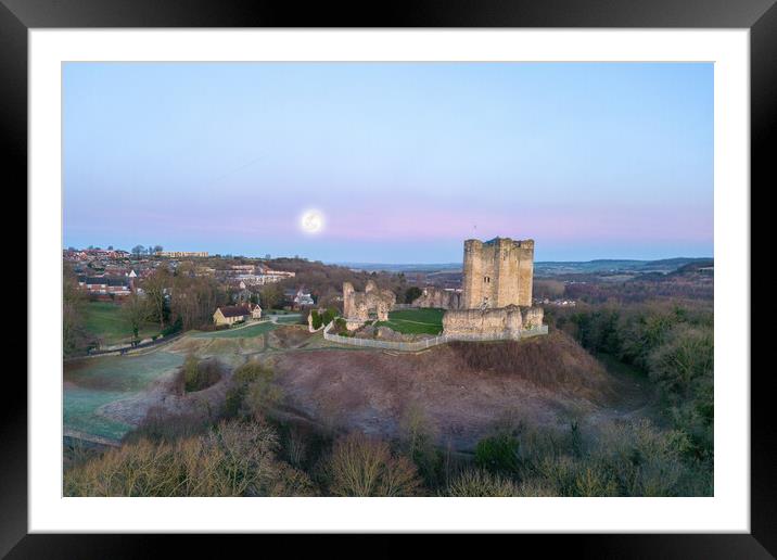 Conisbrough Castle Full Moon Framed Mounted Print by Apollo Aerial Photography
