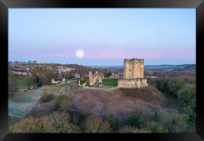 Conisbrough Castle Full Moon Framed Print by Apollo Aerial Photography