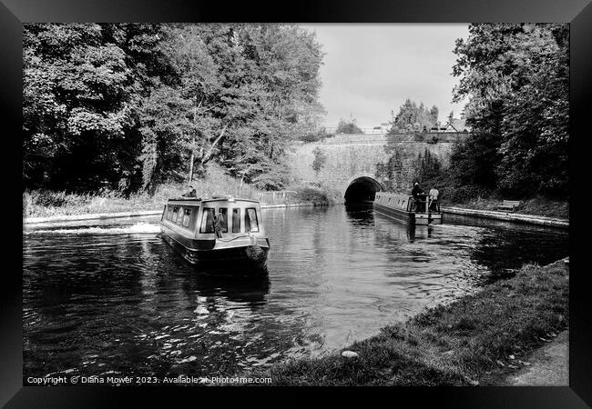 Chirk Canal Tunnel Monochrome Framed Print by Diana Mower