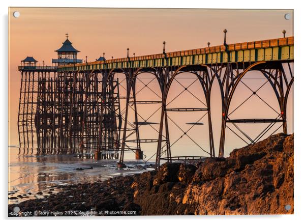 Clevedon Pier at low tide Acrylic by Rory Hailes