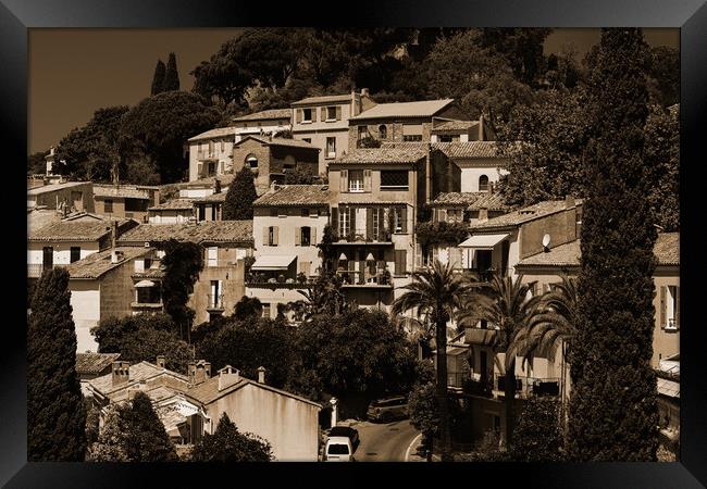 view on Bormes-les-Mimosas in sepia Framed Print by youri Mahieu