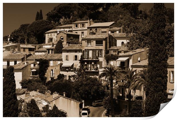 view on Bormes-les-Mimosas in sepia Print by youri Mahieu