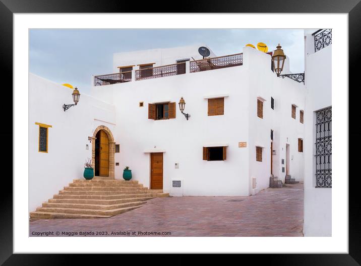 White House Building with Steps in Rabat, Morocco. Framed Mounted Print by Maggie Bajada