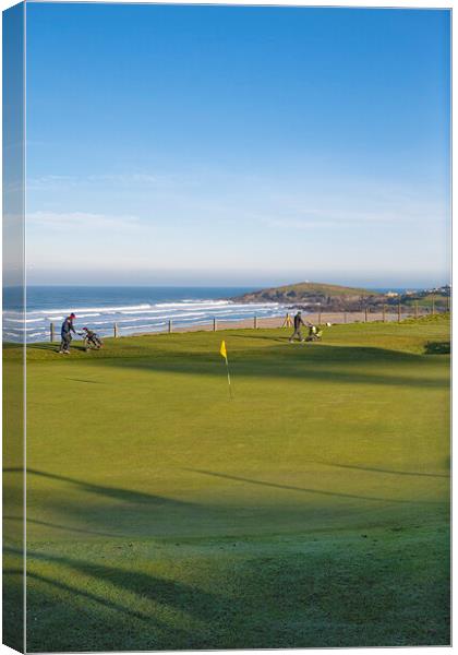 Newquay Golf, never mind the surf Canvas Print by kathy white