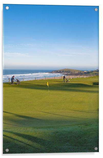 Newquay Golf, never mind the surf Acrylic by kathy white