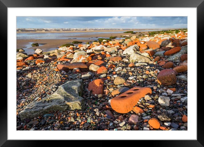 Red bricks up close on Crosby beach Framed Mounted Print by Jason Wells