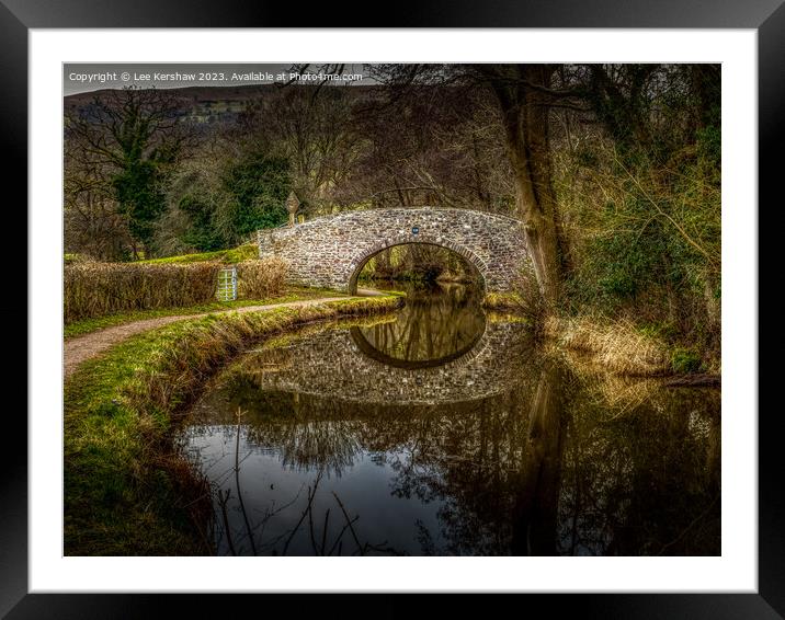 "Tranquil Reflections: Bridge 130 on the Monmouths Framed Mounted Print by Lee Kershaw