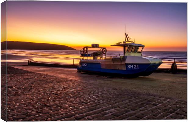 Filey fishing boat ramp at sunrise Canvas Print by Tim Hill