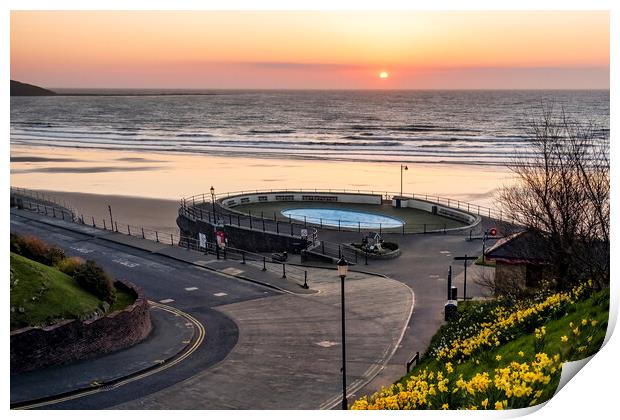 Golden Sunrise Over Filey Print by Tim Hill