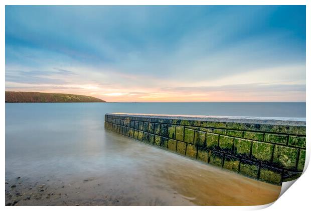 Filey Boat Ramp meets Filey Brigg Print by Tim Hill