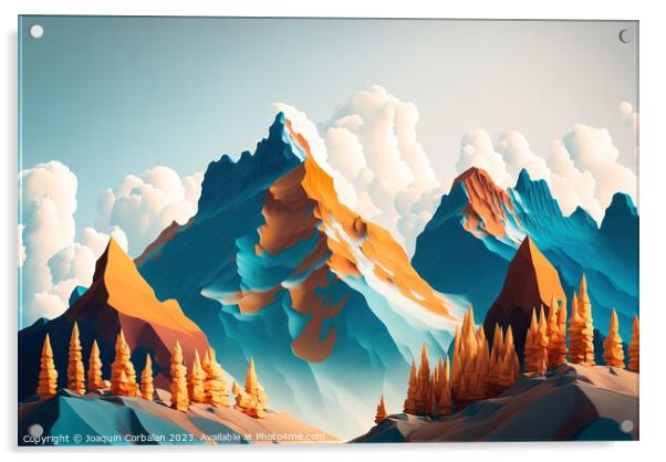 Beautiful alpine landscape painted with minimalist simplicity. A Acrylic by Joaquin Corbalan