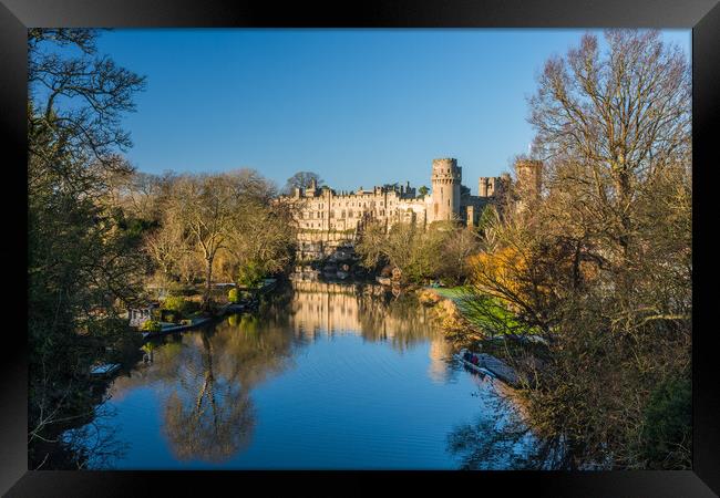 Warwick Castle Reflections in the River Avon Framed Print by David Ross