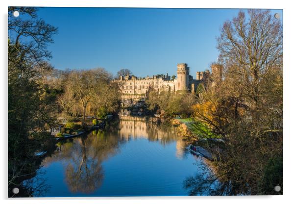 Warwick Castle Reflections in the River Avon Acrylic by David Ross