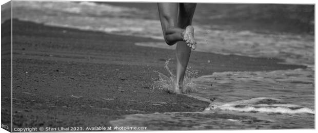 Girl running on the beach Canvas Print by Stan Lihai