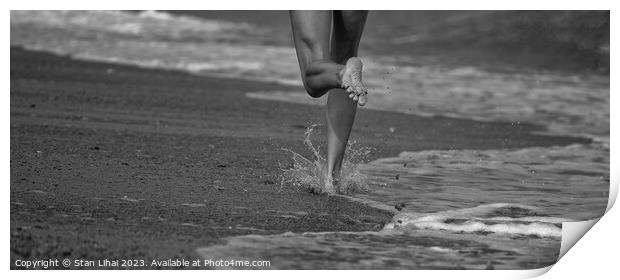 Girl running on the beach Print by Stan Lihai