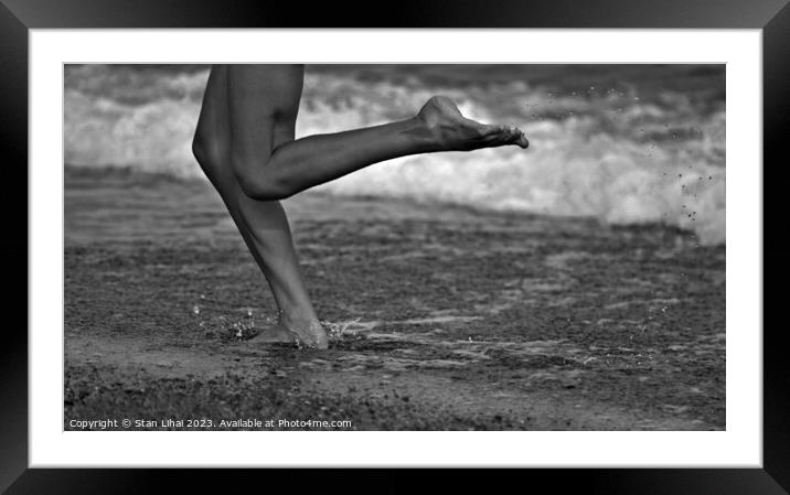 Abstract Legs of a girl running along the sea surf Framed Mounted Print by Stan Lihai