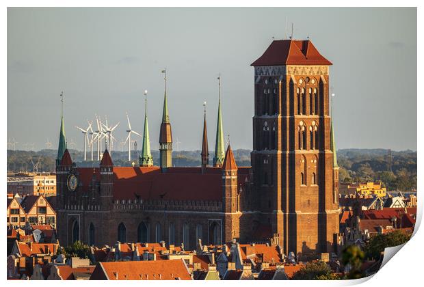 St Mary Basilica At Sunset In Gdansk Print by Artur Bogacki