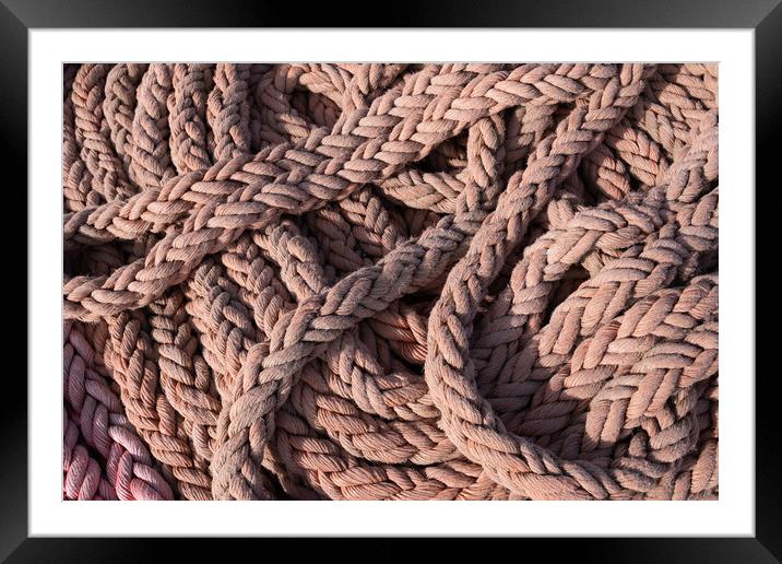Thick Rope Of Sailing Ship Marine Background Framed Mounted Print by Artur Bogacki