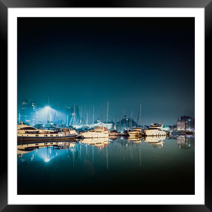 Ipswich Marina at Night Framed Mounted Print by Mark Jones