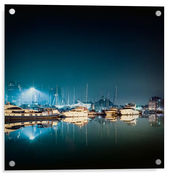 Ipswich Marina at Night Acrylic by Mark Jones