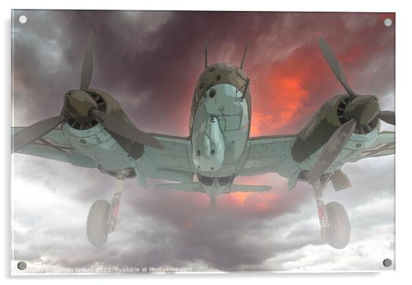 Junkers Ju 88R-1 German combat aircraft Acrylic by Darren Wilkes