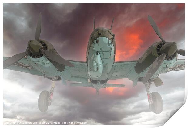 Junkers Ju 88R-1 German combat aircraft Print by Darren Wilkes