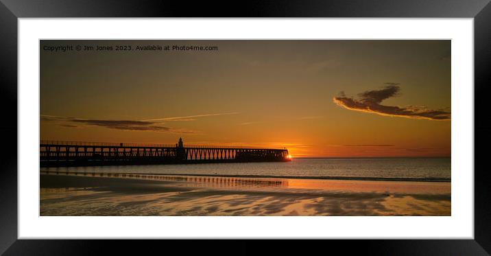 January Sunrise at the end of the pier - Panorama Framed Mounted Print by Jim Jones