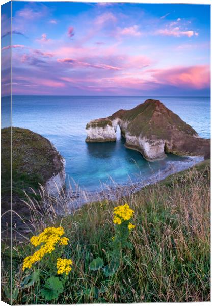Sunset at High Stacks Arch, Flamborough Head Canvas Print by Martin Williams