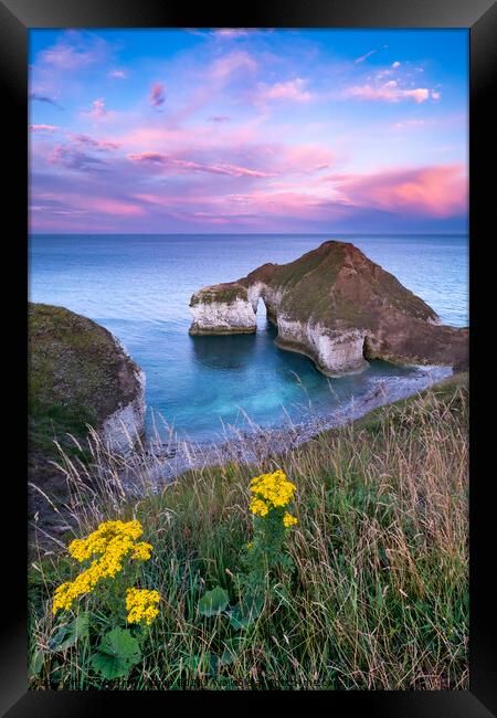 Sunset at High Stacks Arch, Flamborough Head Framed Print by Martin Williams
