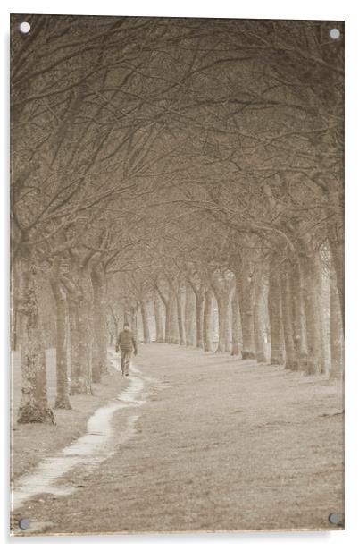 Winter Stroll - Sepia Acrylic by Glen Allen