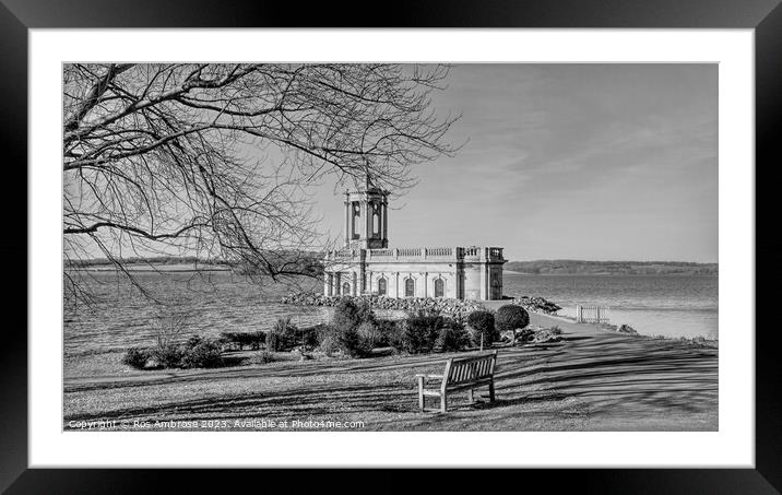 Quintessential Rutland Water's Lakeside Church Framed Mounted Print by Ros Ambrose