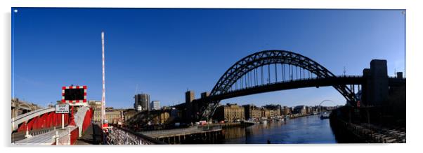 Tyne Bridge and Swing Bridge Newcastle Acrylic by Steve Smith