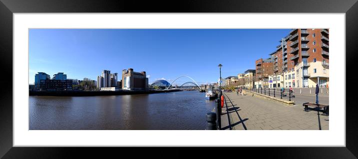 Newcastle Quayside Panoramic Framed Mounted Print by Steve Smith