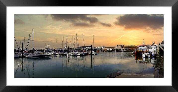 Scarborough Yacht Marina Panoramic Framed Mounted Print by Steve Smith