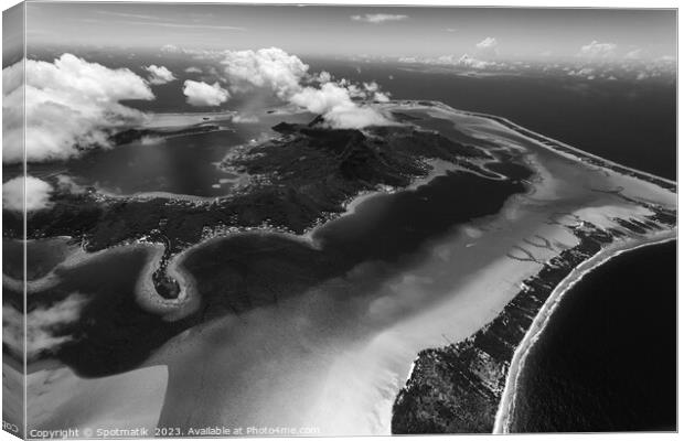 Aerial Bora Bora Mt Otemanu South Pacific Ocean Canvas Print by Spotmatik 