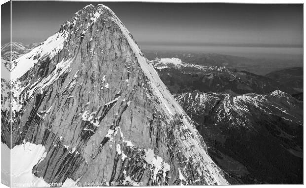 Aerial view of Switzerland mountain Peak Jungfrau Canvas Print by Spotmatik 