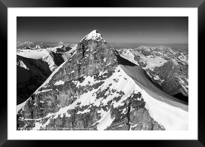 Aerial view of Switzerland mountain Peak cliff face Framed Mounted Print by Spotmatik 