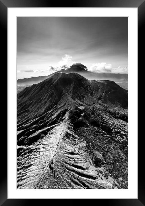 Aerial Mt Batur Mt Abang Volcano Bali Indonesia Framed Mounted Print by Spotmatik 