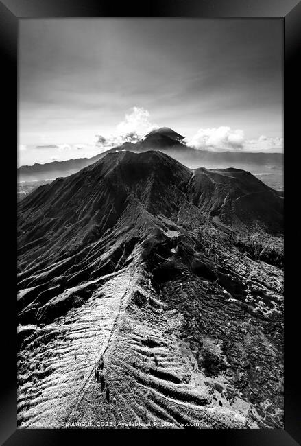 Aerial Mt Batur Mt Abang Volcano Bali Indonesia Framed Print by Spotmatik 